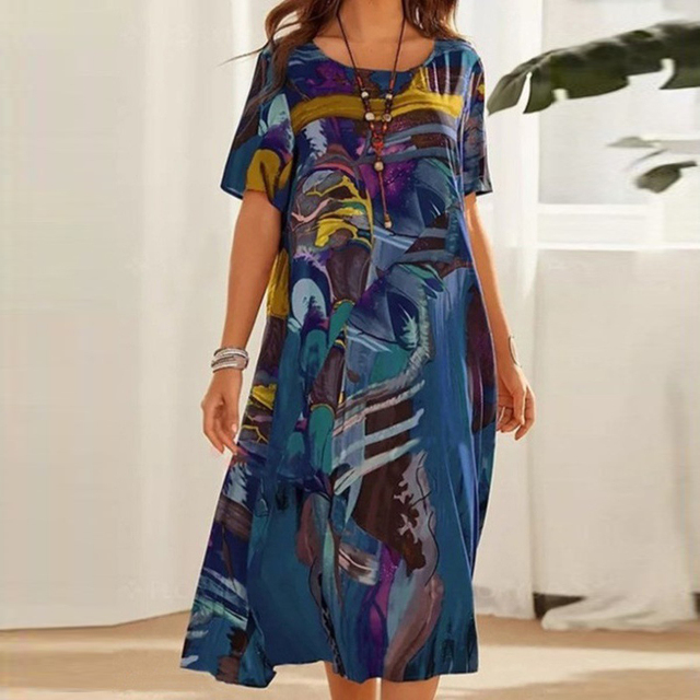EVELINA | Chic Printed Dress with Effortless Elegance