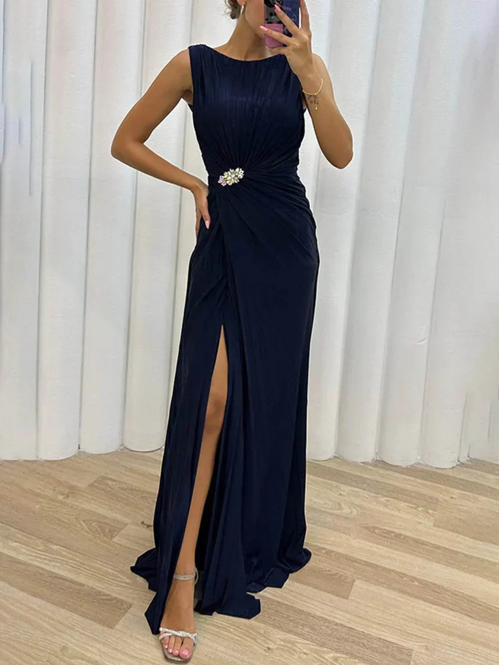 Winslie | Pleated Maxi Evening Dress