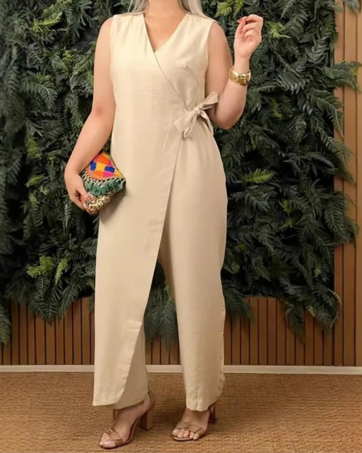 HELENA | Sleek Wrap Jumpsuit with Tie Waist