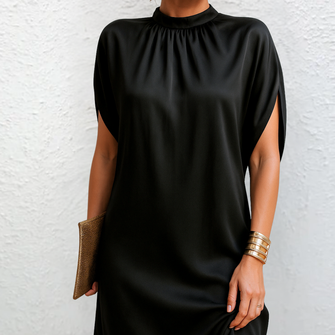 ALINA | Draped Neck Midi Dress