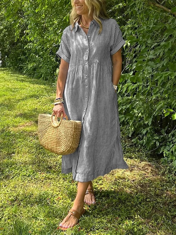 VALLEN | Striped Maxi Shirt Dress