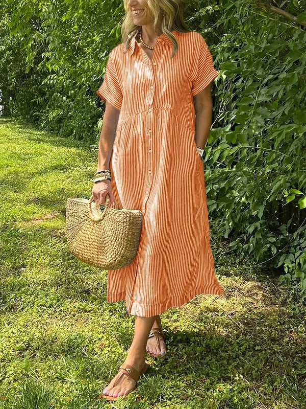 VALLEN | Striped Maxi Shirt Dress