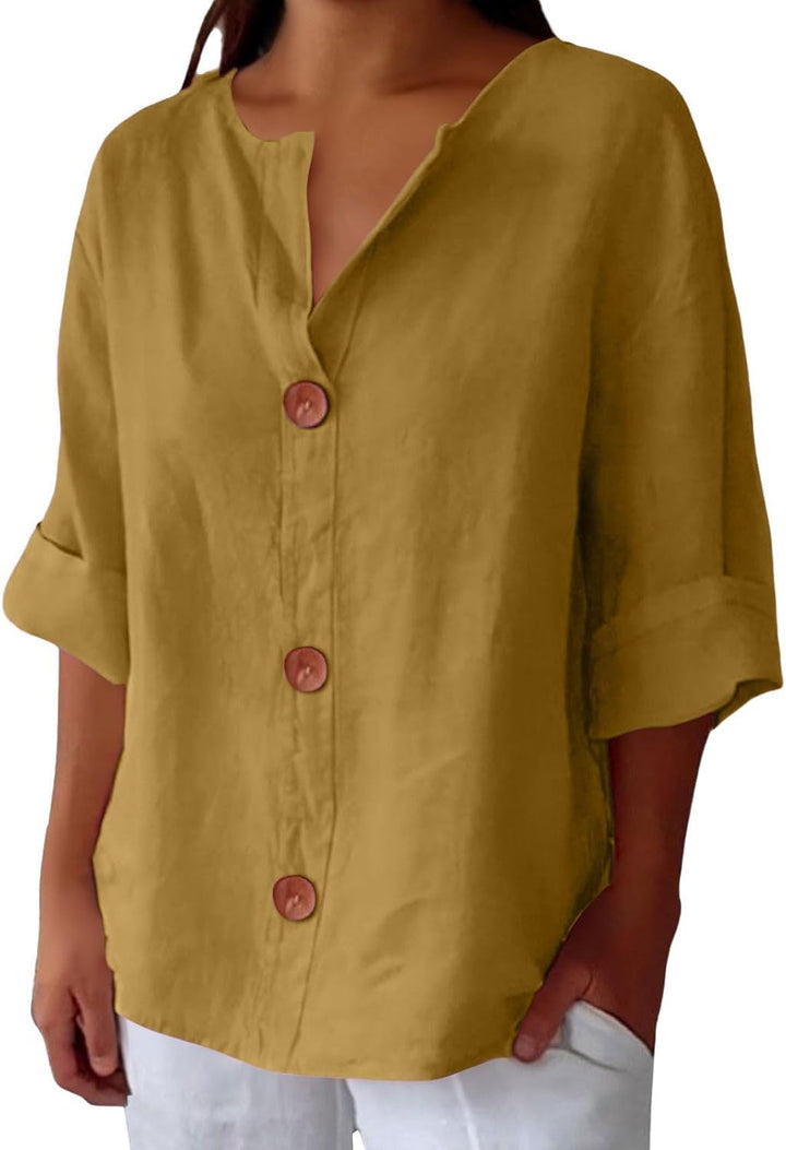 LYNTON | Lightweight Linen-Inspired Summer Blouse