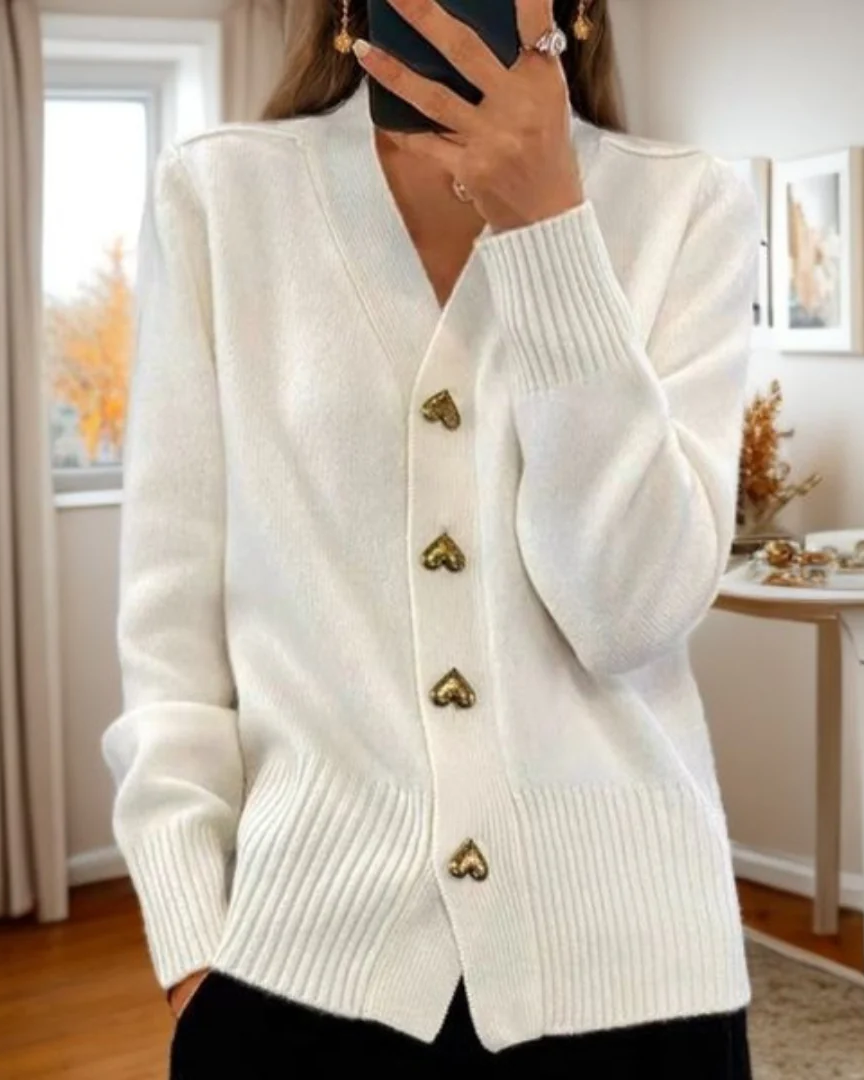 AMELIA | Romantic Heart Button Cardigan