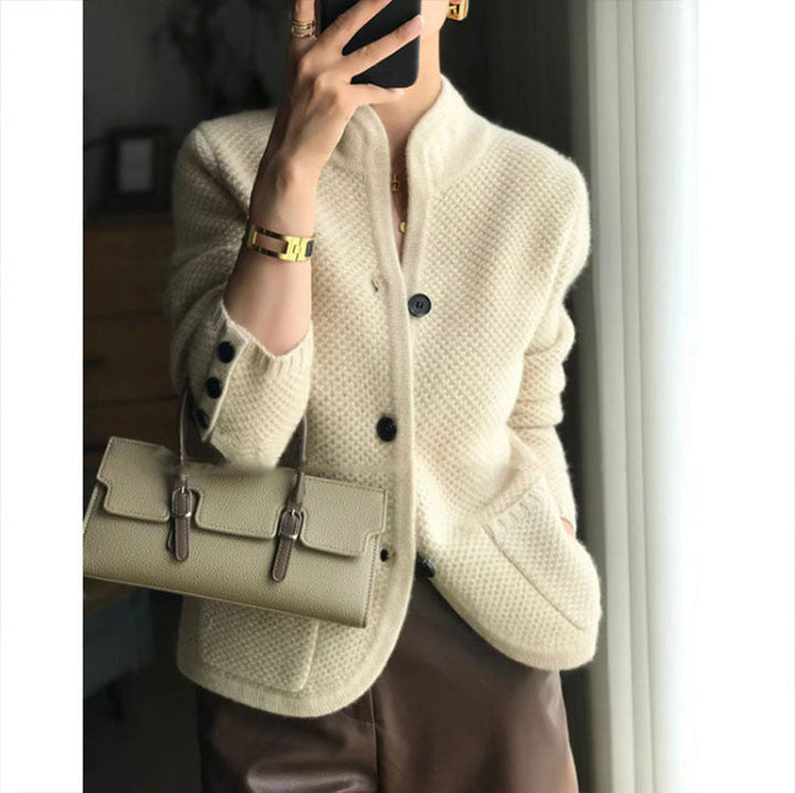 SANDRA | Elegant Stand Collar Cardigan