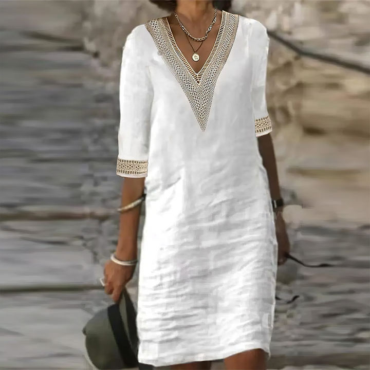 SAFFRON | Easy Elegance V-Neck Dress