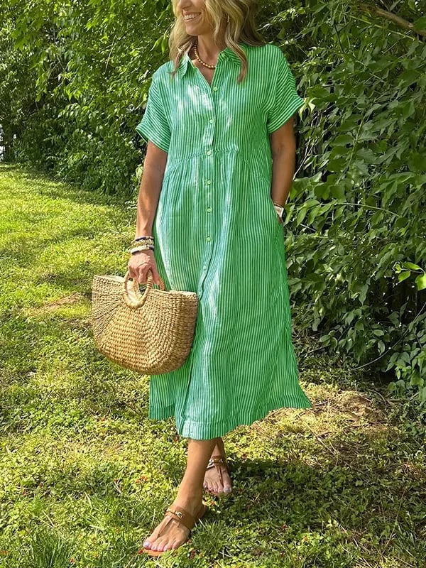 VALLEN | Striped Maxi Shirt Dress