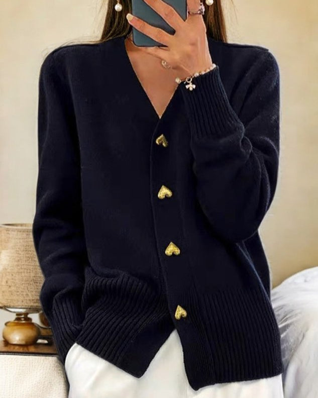 AMELIA | Romantic Heart Button Cardigan