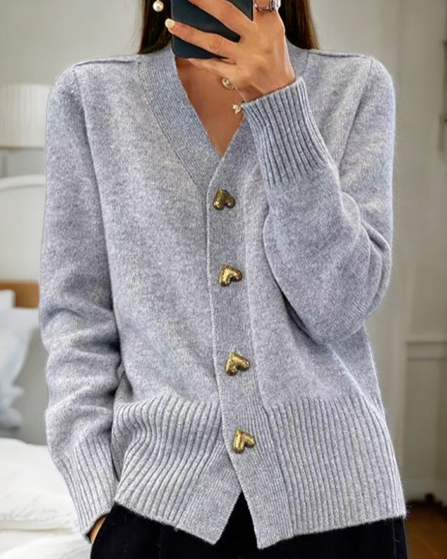 AMELIA | Romantic Heart Button Cardigan