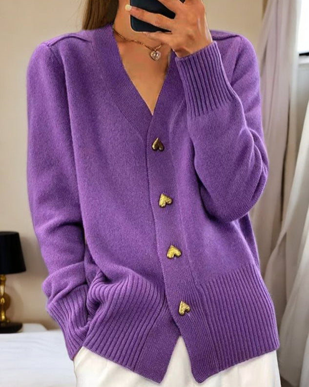 AMELIA | Romantic Heart Button Cardigan