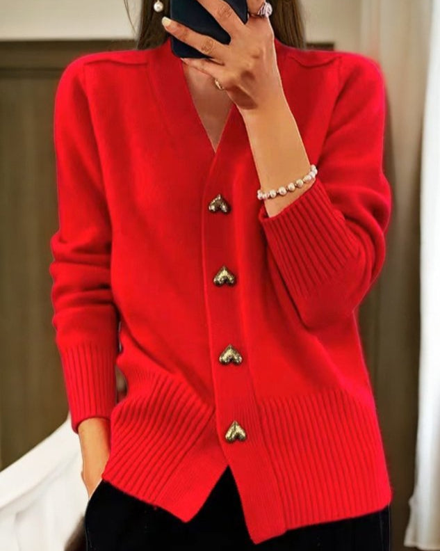 AMELIA | Romantic Heart Button Cardigan